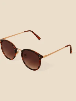 Accessorize - Lunettes de soleil Preppy rondes à pont métallique|Femme Lunettes De Soleil