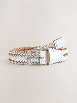 Best Next Argent - Ceinture en cuir tressé à la main