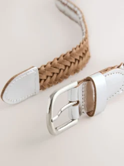 Best Next Argent - Ceinture en cuir tressé à la main