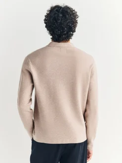 Online Next - Col zippé - Polo N.premium en maille à manches longues haut de gamme à manches longues Avoine