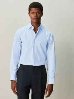 Best Next Bande blanche/bleue - Chemise habillée à manches longues riche en coton
