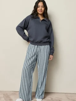Best Next Bande marine - Ensemble sweat-shirt à demi-zip et pyjama en flanelle