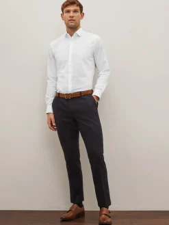 New Next - Ajustement régulier - Chemise élégante texturée facile d’entretien à poignets simples Blanc