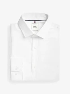 New Next - Ajustement régulier - Chemise élégante texturée facile d’entretien à poignets simples Blanc