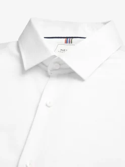 New Next - Ajustement régulier - Chemise élégante texturée facile d’entretien à poignets simples Blanc