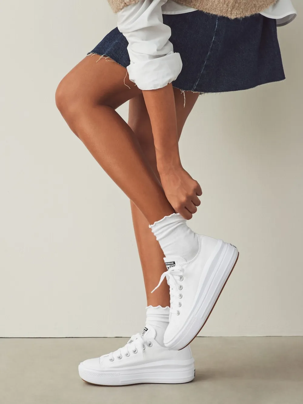 Converse Blanc - Baskets à plateforme All Star Move Chuck Ox|Femme Baskets