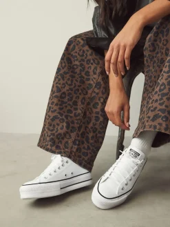 Converse Blanc - Baskets Platform Lift Chuck Ox en cuir|Femme Baskets