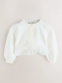 Best Baker by Ted Baker Blanc - Cardigan ourlet à volants en maille