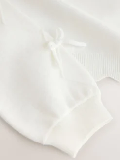 Baker by Ted Baker Blanc - Cardigan à manches nœuds et bords festonnés| Tricots