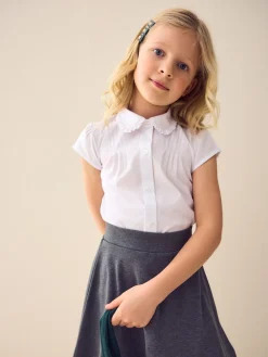 Hot Next Blanc - Chemise d’école à manches courtes et col à volants (3-15ans)