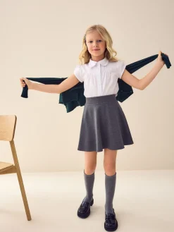 Hot Next Blanc - Chemise d’école à manches courtes et col à volants (3-15ans)