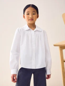 Hot Next Blanc - Chemise d'écolier à col Volants à manches longues (3-14ans)