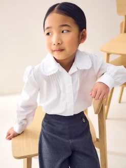 Hot Next Blanc - Chemise d'écolier à col Volants à manches longues (3-14ans)
