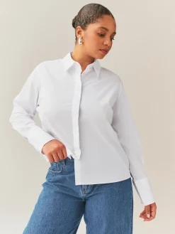 Best Next Blanc - Chemise Fuller Bust ajustée extensible Essential à manches longues