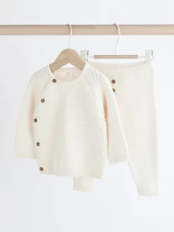 Clearance Next Blanc - Ensemble pull et pantalon en maille bébé (0mois-2ans)