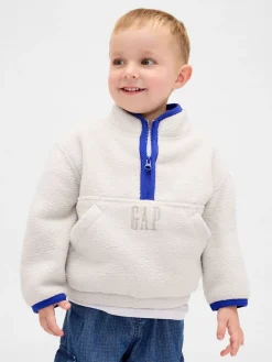 Best Gap Blanc - Sweat-shirt Sherpa à enfiler demi-zippé (6mois-5ans) (6mois-5ans)