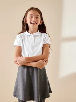 Best Next Blanc - Lot de 2 polos en coton extensible à col volanté pour l'école (3-16ans)