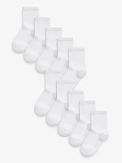 Clearance Next Blanc - Paquet de 10 chaussettes d'école en coton riche