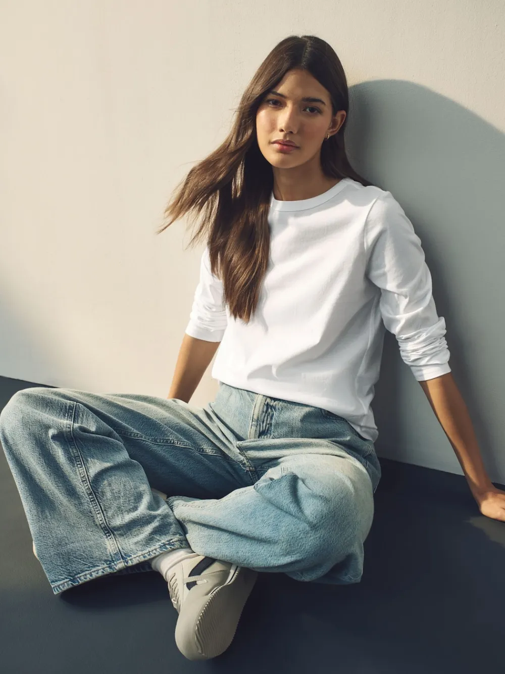 Outlet Next - T-shirt à manches longues de cou d'équipage Blanc