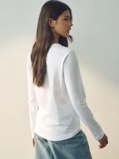 Outlet Next - T-shirt à manches longues de cou d'équipage Blanc