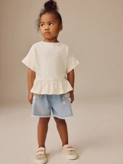 Hot Next - T-shirt péplum à manches courtes (3mois-7ans) Blanc