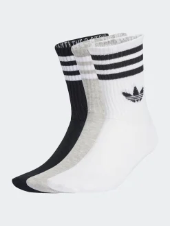 New adidas originals - Col rond - 3-Rayures Chaussettes Col rond 3 paires Blanc chromé