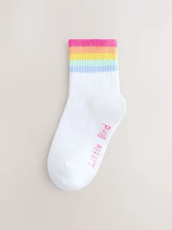Best Little Bird by Jools Oliver Blanc pastel Rayures arc-en-ciel - Lot de 3 paires de chaussettes
