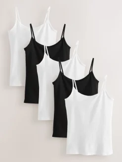 Clearance Next Blanc/Noir - Lot de 5 gilets à fines bretelles