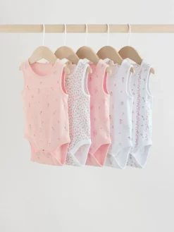 Next Blanc/Rose - Paquet de bodys pour bébé avec gilet 5