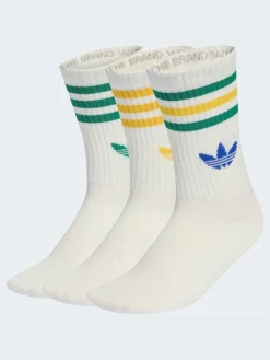 Best adidas originals - Col rond - 3-Rayures Chaussettes Col rond 3 paires Blanc/Vert