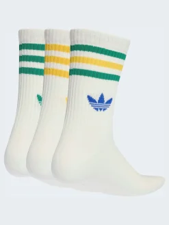 Best adidas originals - Col rond - 3-Rayures Chaussettes Col rond 3 paires Blanc/Vert