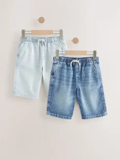 Best Next Bleach/Mid Bleu - Bermuda Pull On Denim Shorts 2 Pack (3-16yrs)