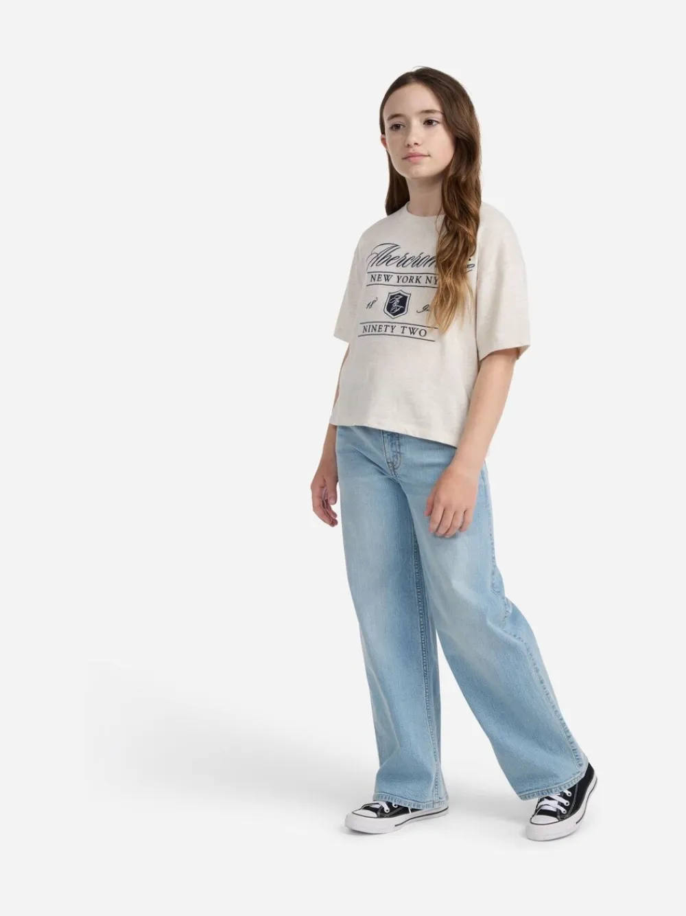 Abercrombie & Fitch Bleu - Jean large taille haute| Jean