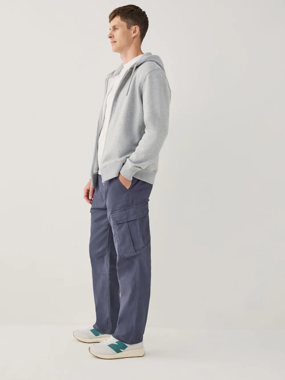 Best Next Bleu - Ajustement droit - Pantalon cargo stretch en coton