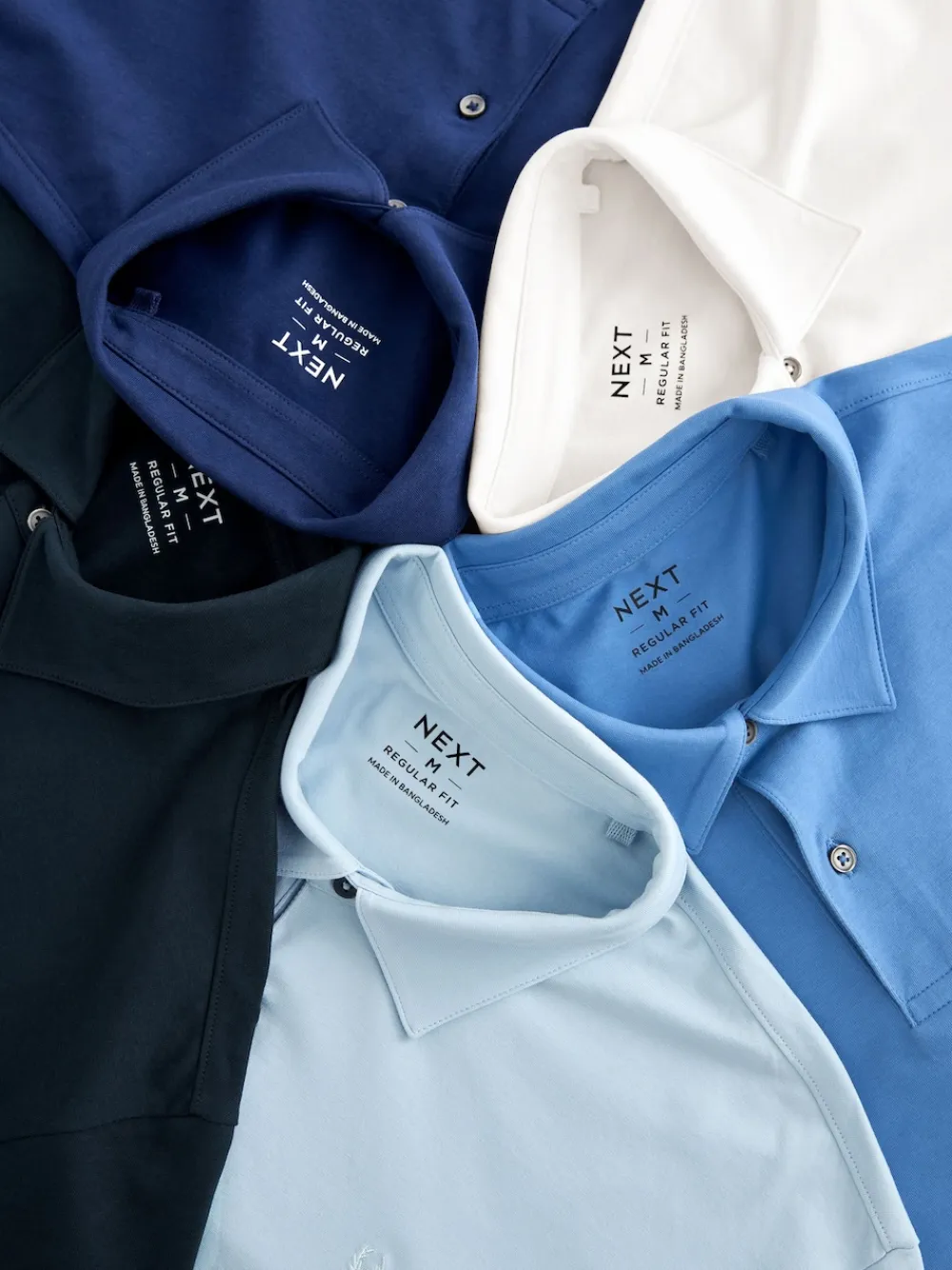 Next - Ajustement régulier - Polo en jersey Manches courtes 5 Pack Bleu