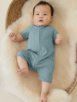 Clearance Mori Bleu - Barboteuse Summer stretch ultra-douce zippée