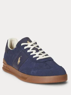 Polo Ralph Lauren Bleu - Baskets Hertitage Aera en daim mélangé|Homme Baskets