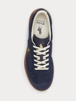 Polo Ralph Lauren Bleu - Baskets Hertitage Aera en daim mélangé|Homme Baskets