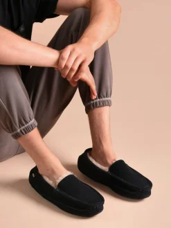 Just Sheepskin Bleu - Chaussons Harry homme en peau de mouton|Homme Chaussons