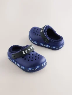 Baker by Ted Baker Bleu - Chaussons sabots doublés de peau de mouton| Chaussons