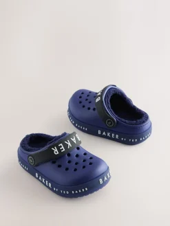 Baker by Ted Baker Bleu - Chaussons sabots doublés de peau de mouton| Chaussons
