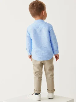 Sale Next Bleu - Chemise Lin Mix à col grand-père (3mths-7yrs)