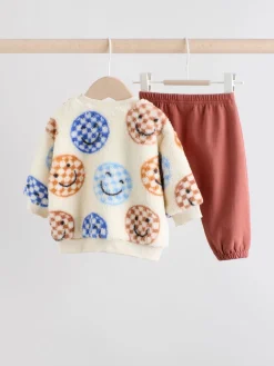 Best Next Bleu à damiers - Ensemble Bébé haut en polaire et Survêtement (0mois-2ans)