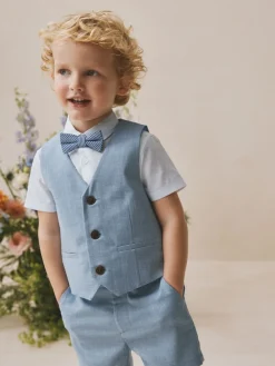 Best Next - Ensemble gilet, chemise, short et cravate (3mois9ans) Bleu