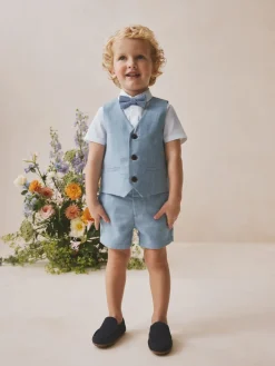 Best Next - Ensemble gilet, chemise, short et cravate (3mois9ans) Bleu