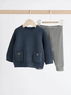 Online Next Bleu - Ensemble pull et legging en maille bébé (0 mois-2 ans)