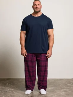 BadRhino Big & Tall Bleu - Ensemble t-shirt à carreaux et bas de pyjama|Homme Pyjamas