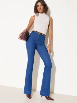 Clearance Friends Like These - Jean évasé à poche haute Bleu