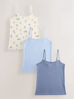 Clearance Next Bleu - Gilets cami imprimés à bretelles Lot de 3 (1.5-16ans)