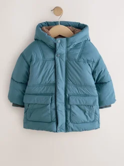 Best Next Bleu - Manteau rembourré doublé Borg Résistant à la douche (3mois-7ans)
